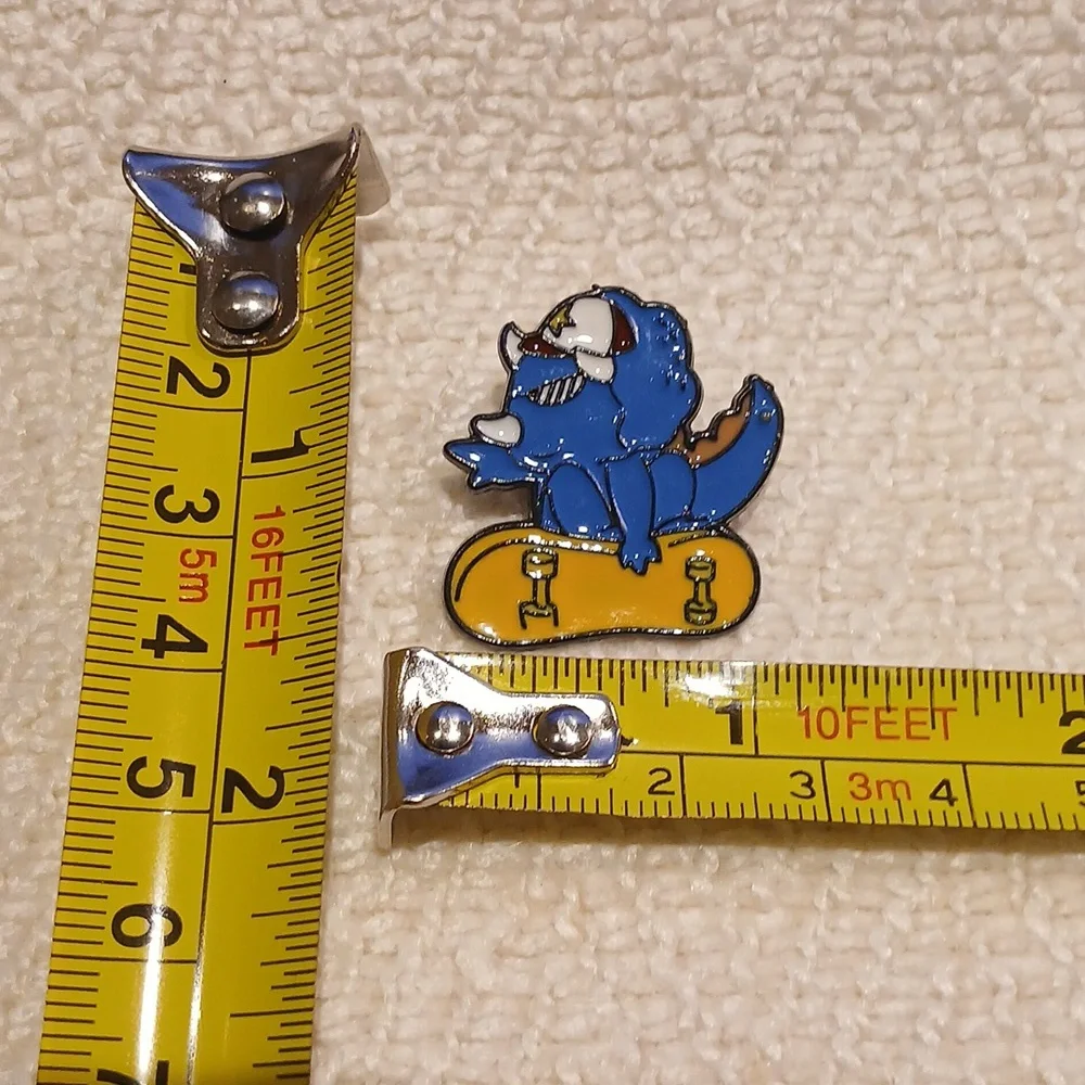 5/$25 NEW Skateboarding Blue Triceratops Enamel Pin